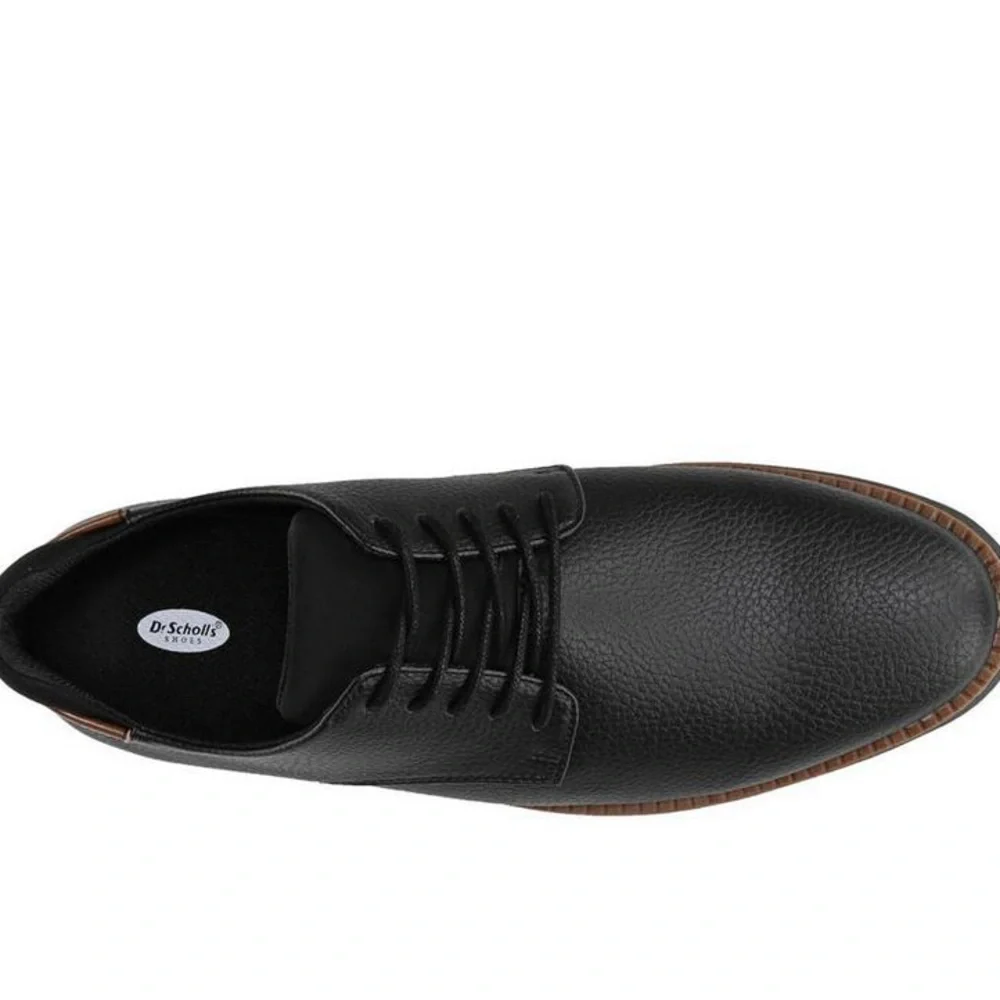 Dr. Scholl's Black Oxford Shoes with Textured Leather and Contrasting Sole - Picture 5 of 8